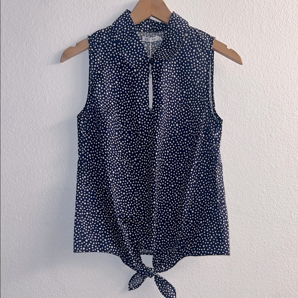 New Kestan Polka Dot Sleeveless Mulberry-Burgundy Top Size S